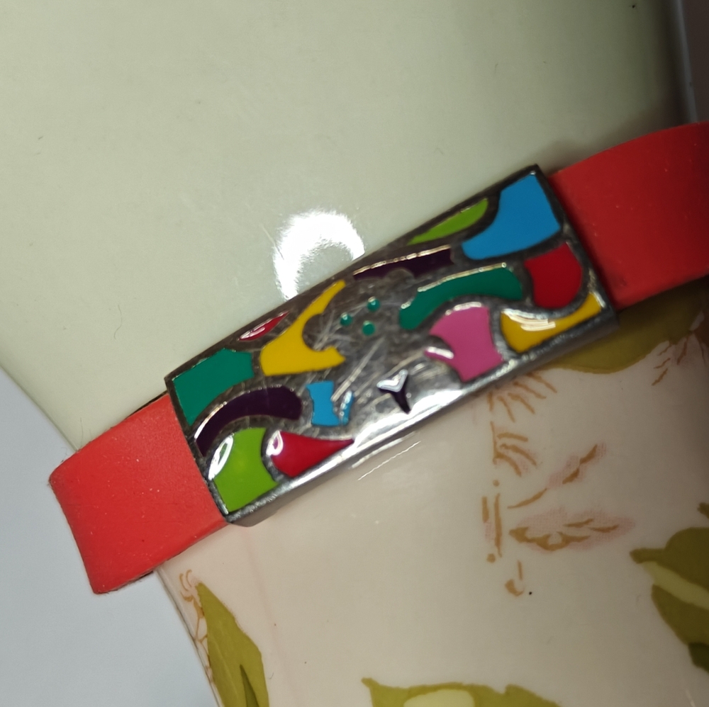 Rare Tous Sterling Silver Colorful Enamel Bear And Silicone Bracelet - Picture 4 of 16